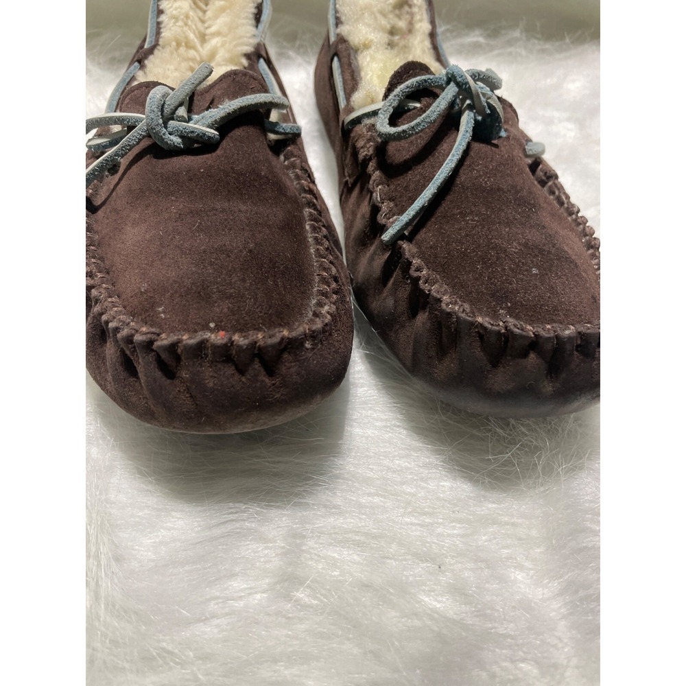 UGG Australia Dakota Suede Moccasin Slippers Brown Shearling Womens 8 5612 - Picture 2 of 7